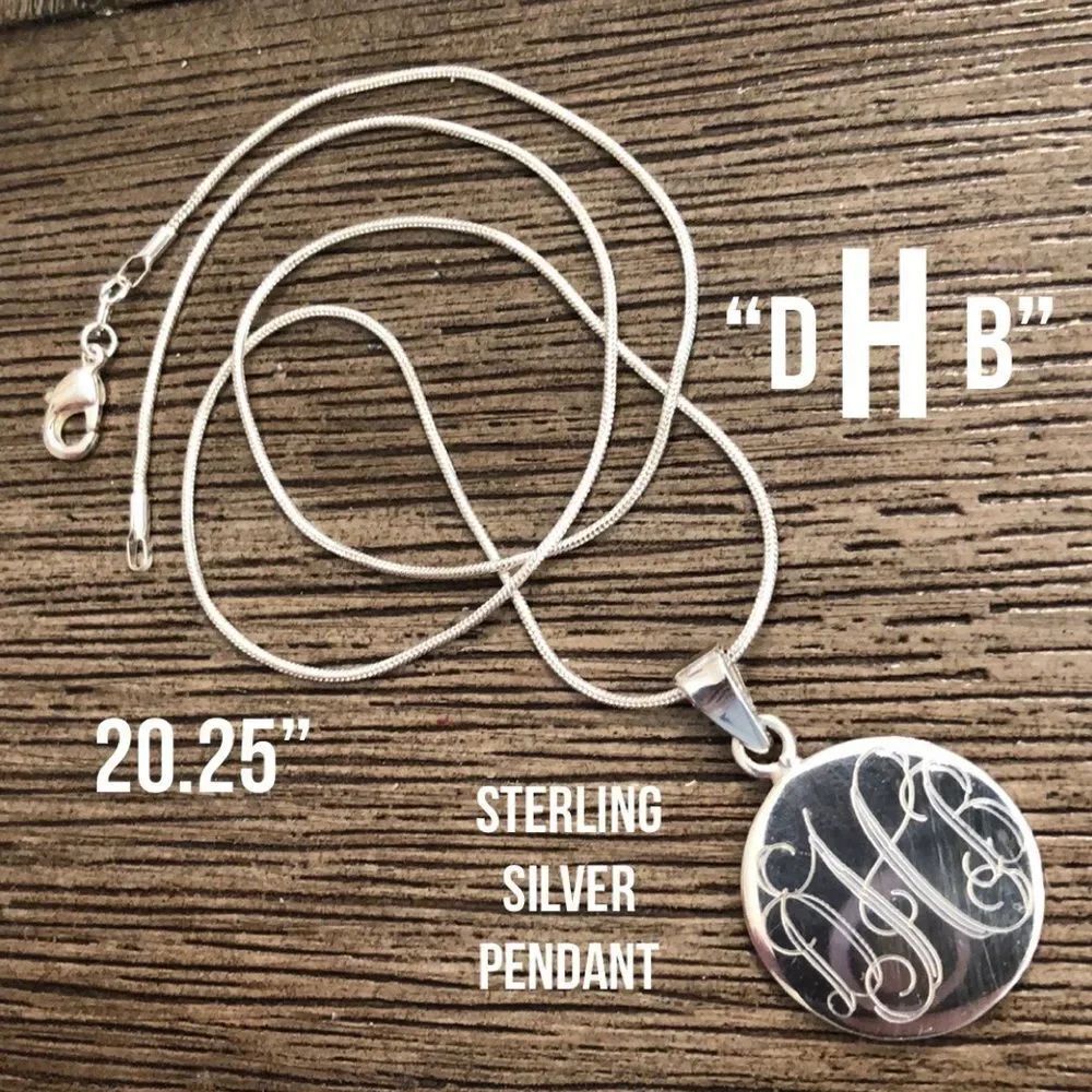 Sterling Silver Monogramed Pendant “dHb” w/ Chain